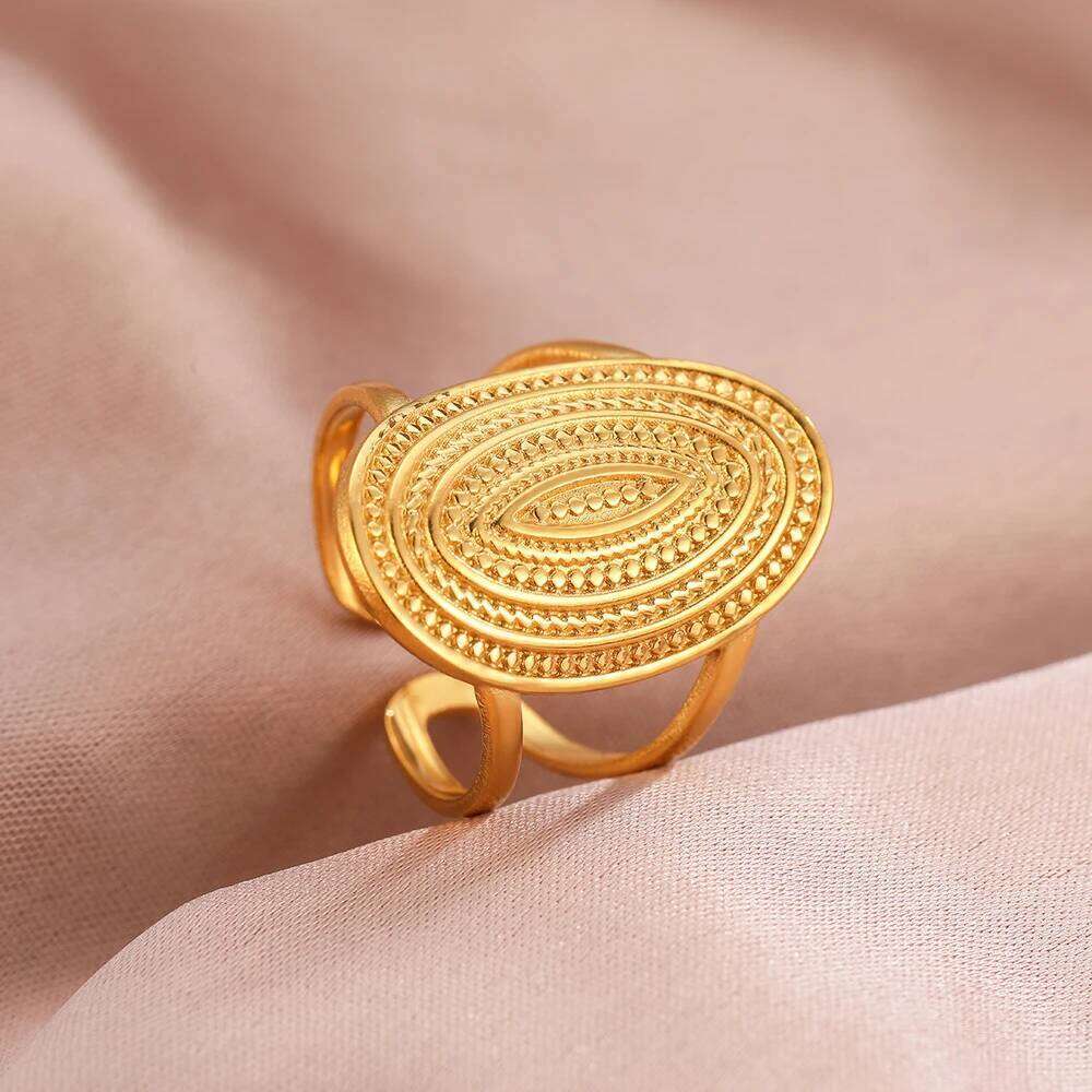 Stainless Steel Rings Bohemian Geometric Open Adjustable Wide Fashion Vintage Fine Ring For Women Jewelry Anniversary Gift H260312