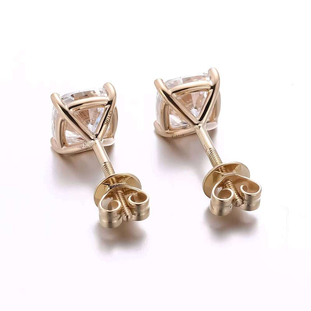 1ct 2ct 4ct CVD Real Solid 10K 14K Rose Gold Earring Set Cushion Cut IGI Lab Earrings