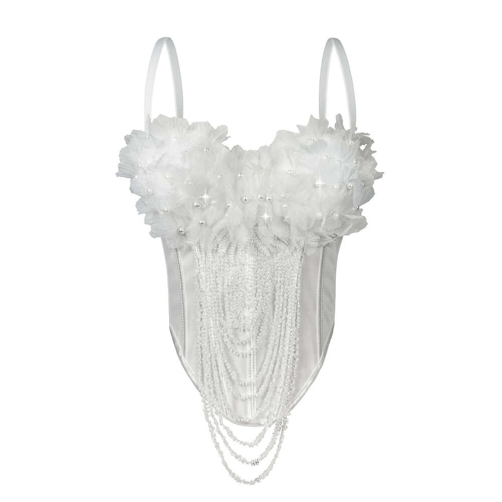 Cross-Border New Handmade Flower Tassel Camisole Sexy Backless Tube Top European and American Style Outerwear Fishbone Bra Shapewear