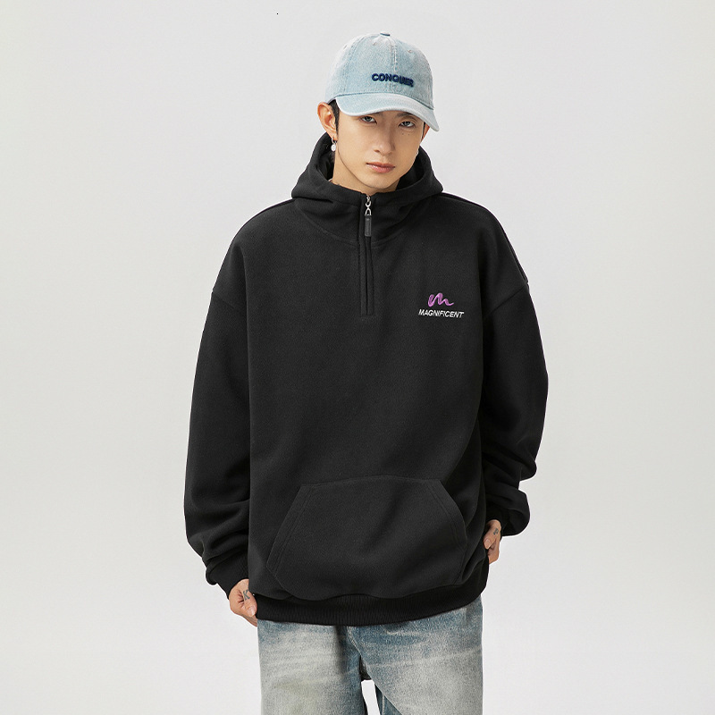 430G Heavyweight Fleece Half-zip Hoodie For Men Spring New Designer Hoodie Retro Texture Hoodie Jacket