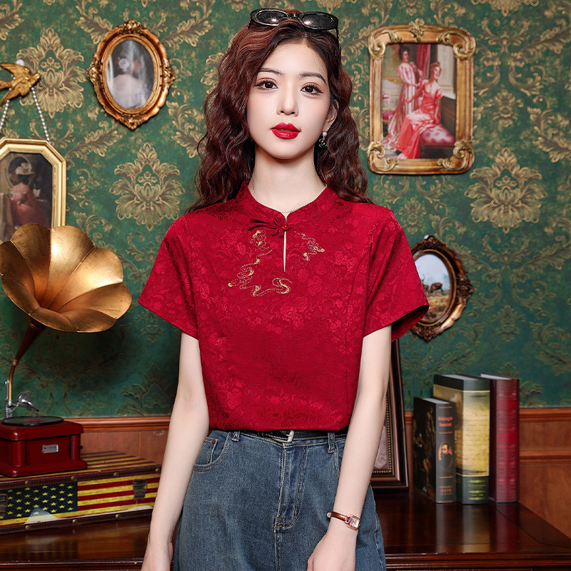 Designer Hoodie Factory Direct Sale In Stock 2024 Summer New Model New Chinese Style Retro Embroidered Short-sleeve Polo Shirt Designer Shirt T-shirt 