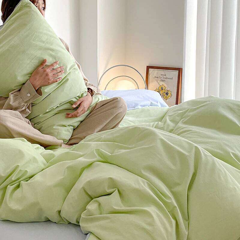 3pcs Skin Friendly 100% Cotton Duvet Set Soft Comfortable Bed Sets Customizable Sizes Solid Color Comforter Cover No Sheet