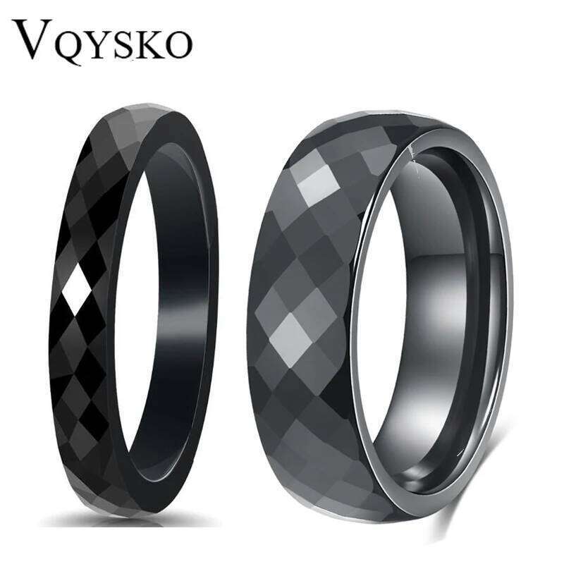 VQYSKO Trendy Black & White Color Cutting Ceramics Jewelry Classic Wedding Engagement Rings For Women Anneaux Anillos H260312
