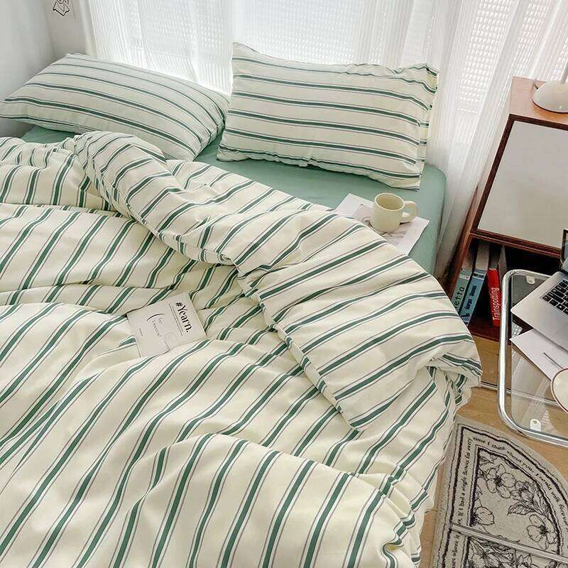 Modern Stripe Home Set, Pillowcase Flat sheet Bed Linens Duvet Cover,twin Full Queen Double Adult Bedding Drop Shipping H260312