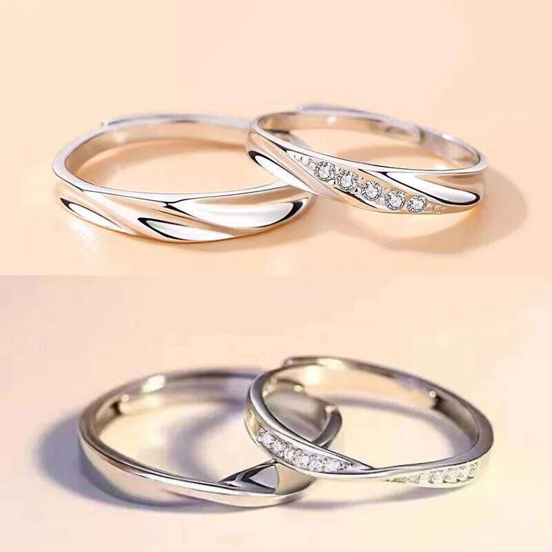 New Fashion Mobius Smooth Couple Rings Classic Silver Color Adjustable Ring For Men Women Wedding Jewelry Valentine's Gift W260311