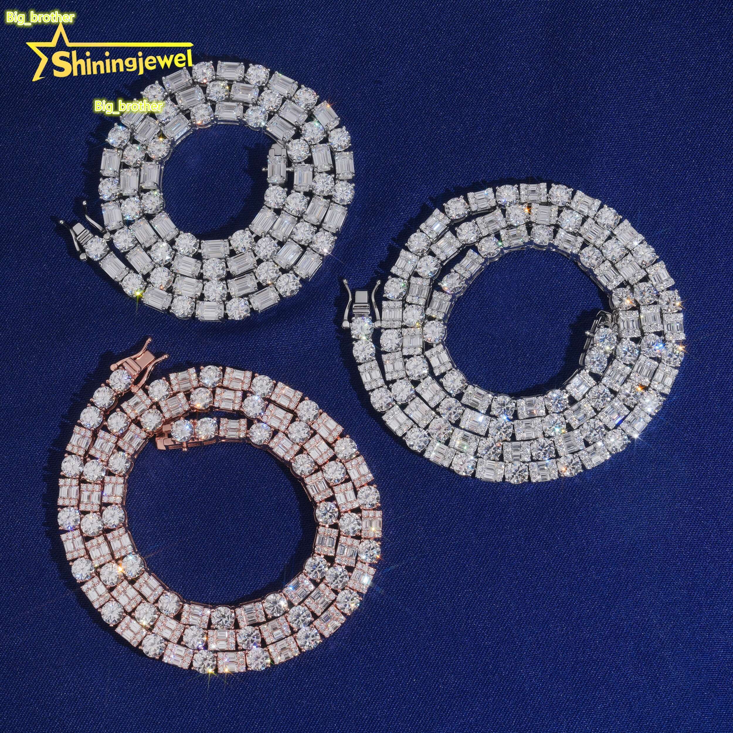 Hip Hop Jewelry Iced Out 5MM Tennis Chain 925 Silver Moissanite Tennis Necklace Pass Diamond Test Moissanite Necklace
