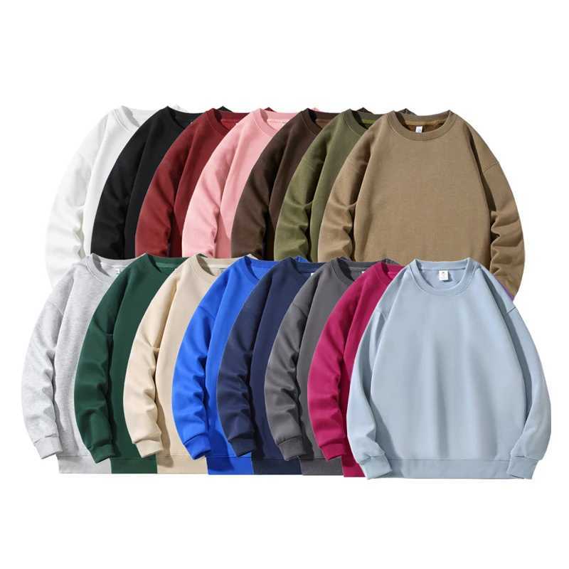 New Heavy Fabric Men/Women Simple Style Sweatshirts Fashion Soild Color O Neck Loose Hoodies Autumn Casual Pullover Tops M260312