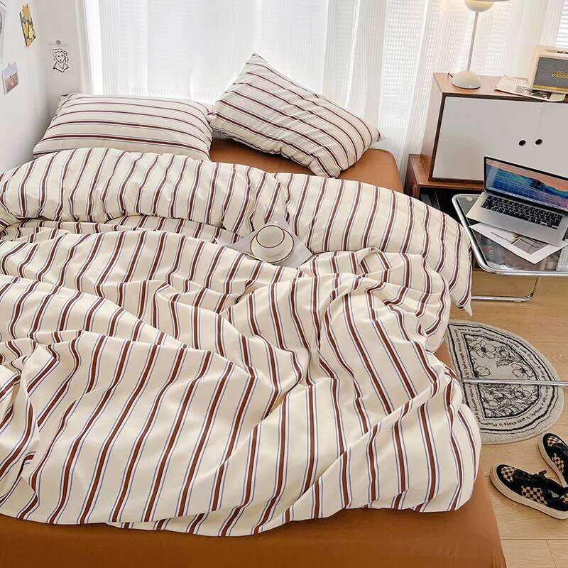 Nordic Sling 150 Bedding Stripes Duvet Set Cover Bed Sheet Quilt Queen Size INS Blogger Comforter Sets H260312