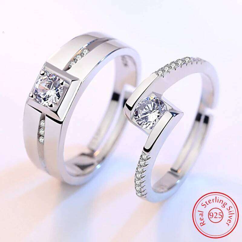 Real 925 Stelring Silver New Man's Couple Jewelry Fashion Crystal Zircon Ring For Woman XY0392 W260311