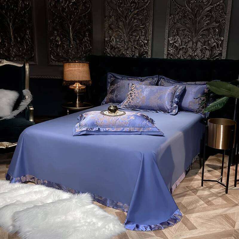 Soft Satin Jacquard Cotton Bedding Set, Duvet Cover, Blue, Gold, Gray, Queen, King Bed Sheet, Pillowcases, Home Textiles H260312