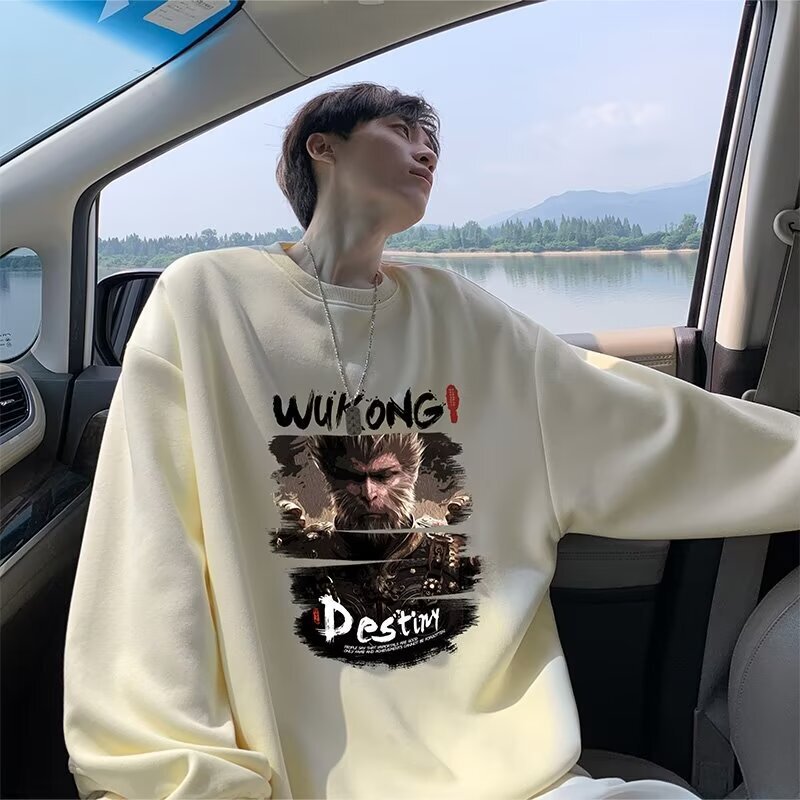Black Myth: Wukong Men's Hooded Sweatshirt Autumn/winter New Chinese Style Trendy Loose Fit Plus Designer Hoodie Long Sleeve Fashionable Jacket