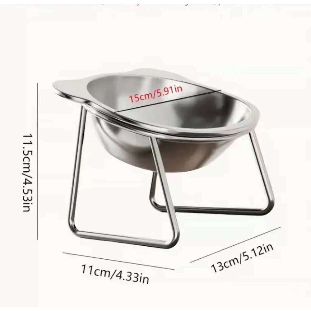 304 Stainless Steel Elevated Pet Bowl: Angled Tilted Feeder with Neck Support, Heat-Resistant & Easy-Clean for Crate or Home Use 26Y0312