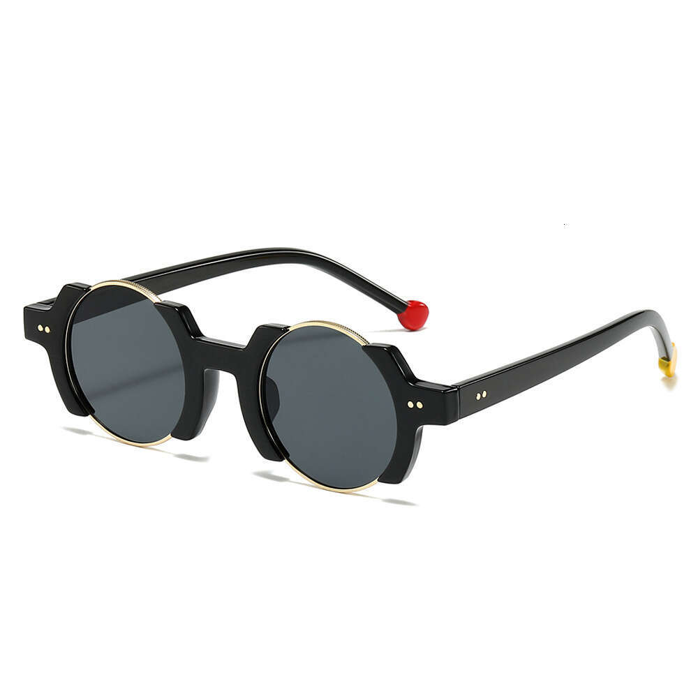 New Round Glasses Fashionable Personality Hip-Hop Trendy Celebrity Exaggerated Color-Block Sunglasses Liuyuemoshang