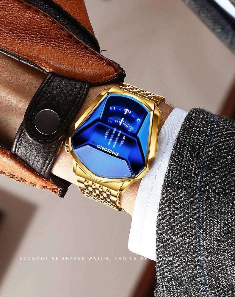 Binbond Popular Fashion Motorcycle Concept Men's Quartz Luminous Steel Band Mesh Watch Touch Screen black technology watch