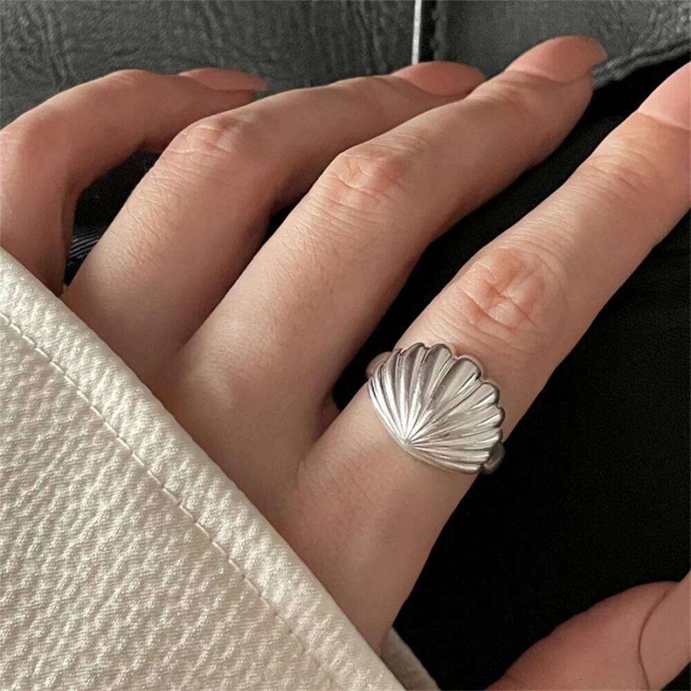 Shell Opal Stone Cuff Rings For Women Girl 2023 New Trend Fashion Vintage Jewelry Ladies Gift Party anillos mujer H260312