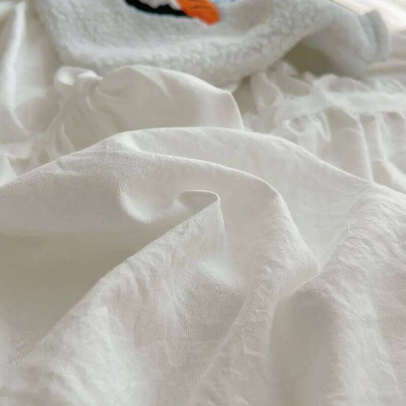 Solid Color Pleated Textured Soft Breathable Chic Princess 4pcs Bedding Set, Delicate Bows Twin Duvet cover Bed sheet Pillowcase H260312