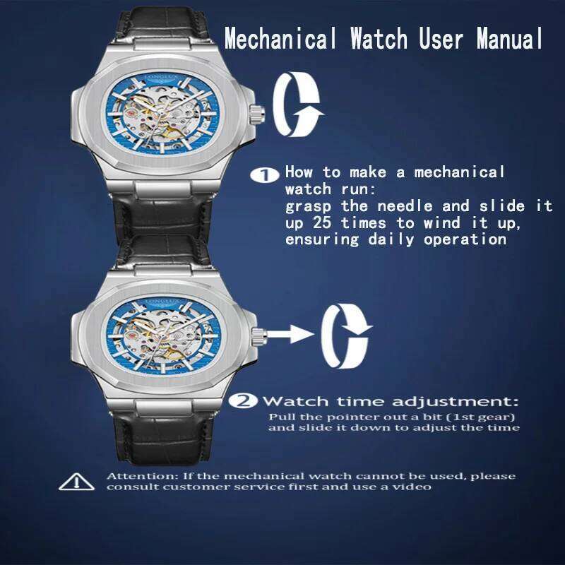 LONGLUX automatic mechanical outdoors simple luxury watches waterproof cheap wholesale skeleton leather mens watch gift