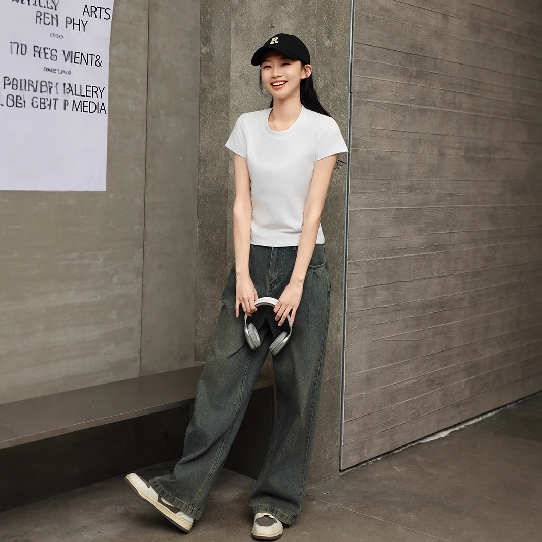 230g Slim-fit Short-sleeve T-shirt With Straight Designer Hoodie Shoulders Design Slimming Base Shirt Sorona Women's Designer Shirt Polo Shirt Su