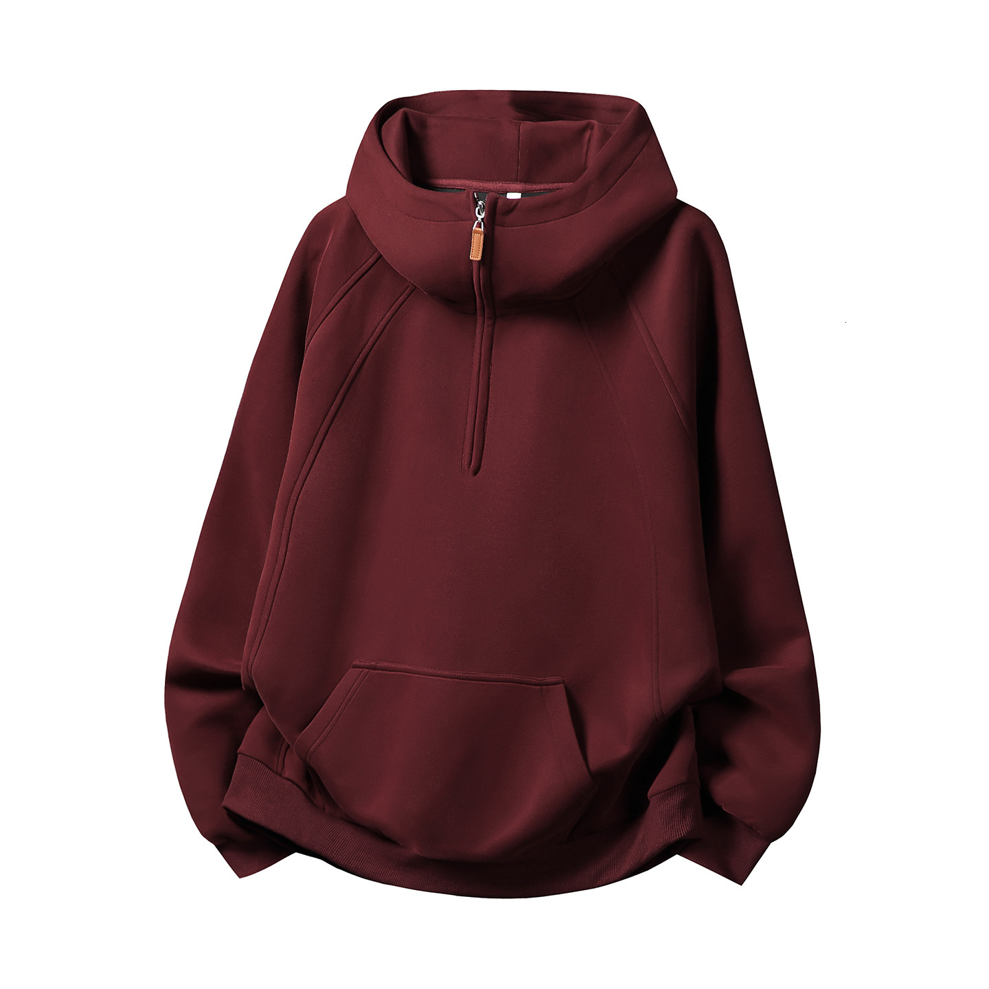 400G Heavyweight Style Half-zip Hoodie For Men Spring Edition Three-dimensional Designer Hoodie Split Solid Color Half-high Collar Hoodie Jacket