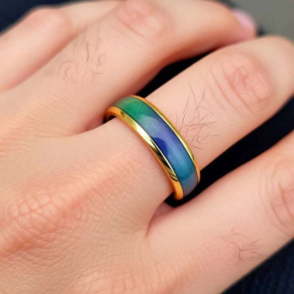 Mood Changing Color Ring Stainless Steel Emotion Temperature Jewelry for Women Men Couples Two Tone Design Daily Wear Comfortabl H260312