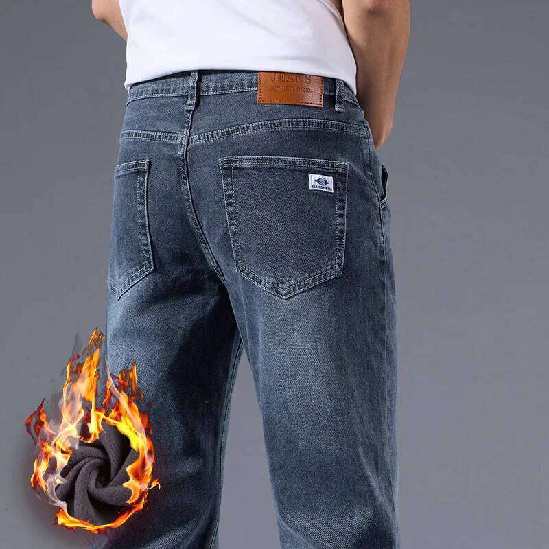 New Men's Light Business Micro Stretch Straight Fit Denim Vintage Distressed All Season Wearable Long Pants