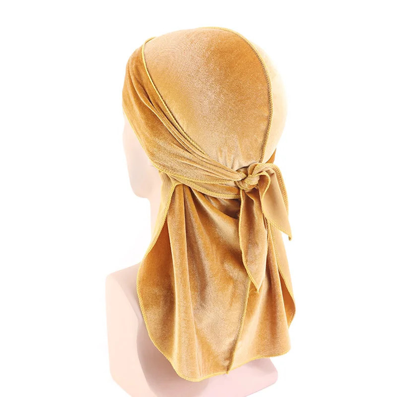 Unisex Men Women Velvet Durags Bandana Turban do doo du rag long tail Biker headwrap Headband Pirate Hat Hair Accessories 260304