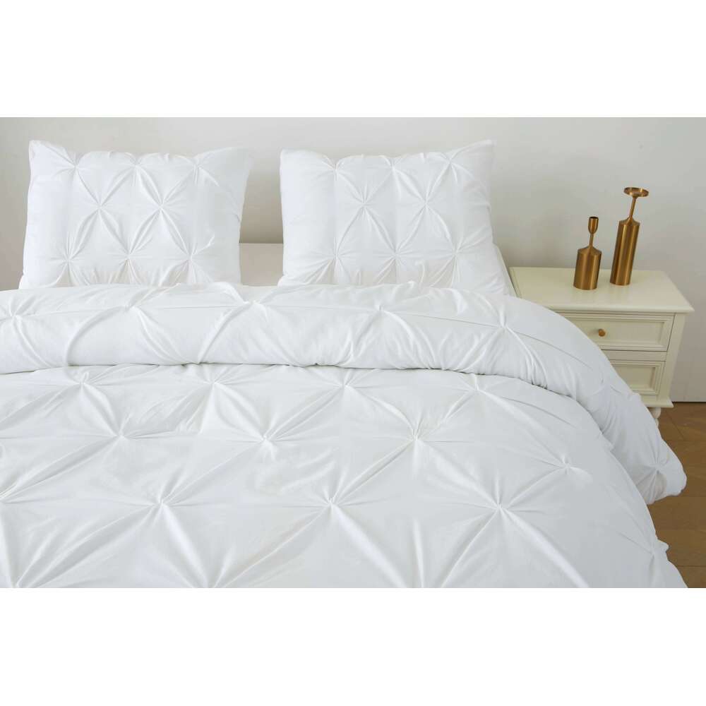 King Set, 3 Pieces Pintuck Bedding Set with 1 Down Alternative Comforter and 2 Pillow Shams, White H260312