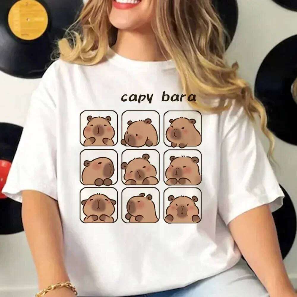 Capybara Woman's Pattern T-shirts Comic Clothing in Harajuku Streetwear Novelty T-Shirt Japanese Tops Z260312