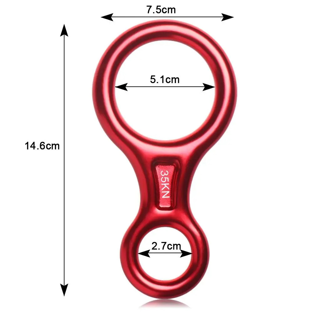 Rock Climbing Descender 35KN Figure 8 Word Rope Ring Downhill Eight Gear Device Equipment 260228