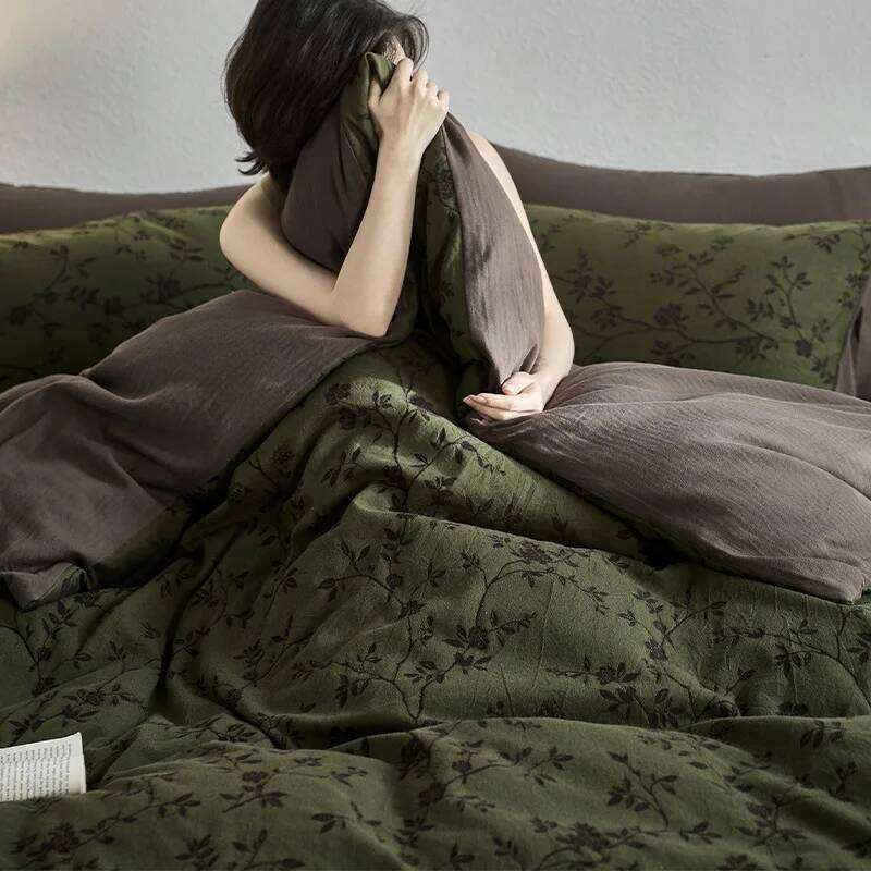 Sheet quilt cover naked sleeping feeling bed high-grade antique retro new bedding four-piece cotton set H260312