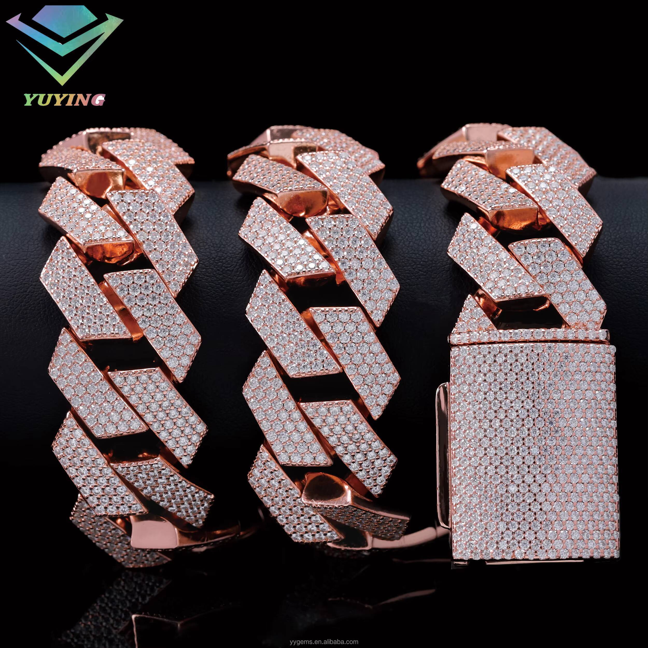 Big Size Luxury Design Heavy Silver Chain Fine Jewelry S925 Silver Chain Hip Hop VVS Chain Moissanite Cuban Necklace