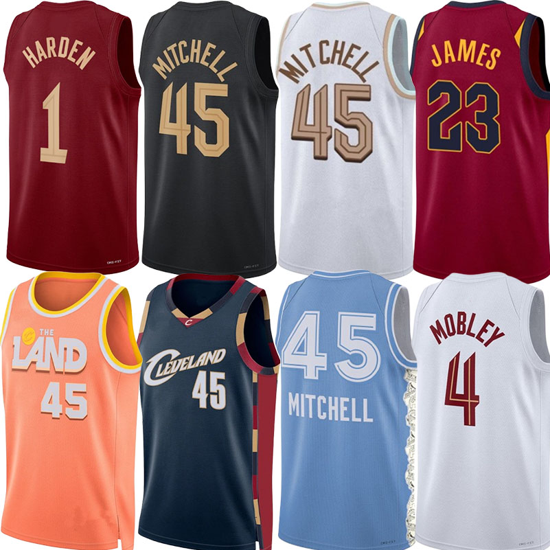 James Harden Cavs CLE Cavalier Basketball Jerseys Donovan Mitchell Evan Mobley Keon Ellis Max Strus Jarrett Allen Dennis Schroder James City Custom Jersey