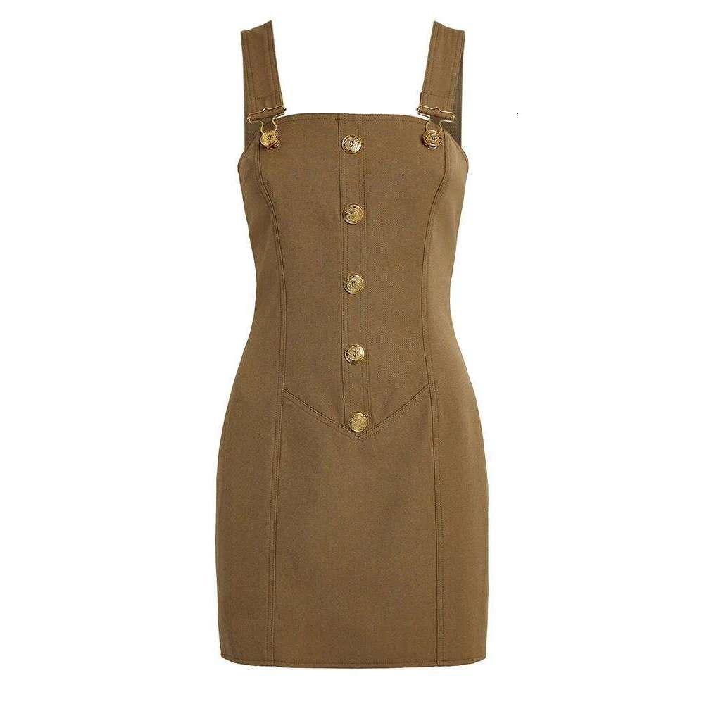 HIGH STREET Newest 2026 Summer Fashion Star Style Designer Women's Lion Buttons Pinafore Dress C260312