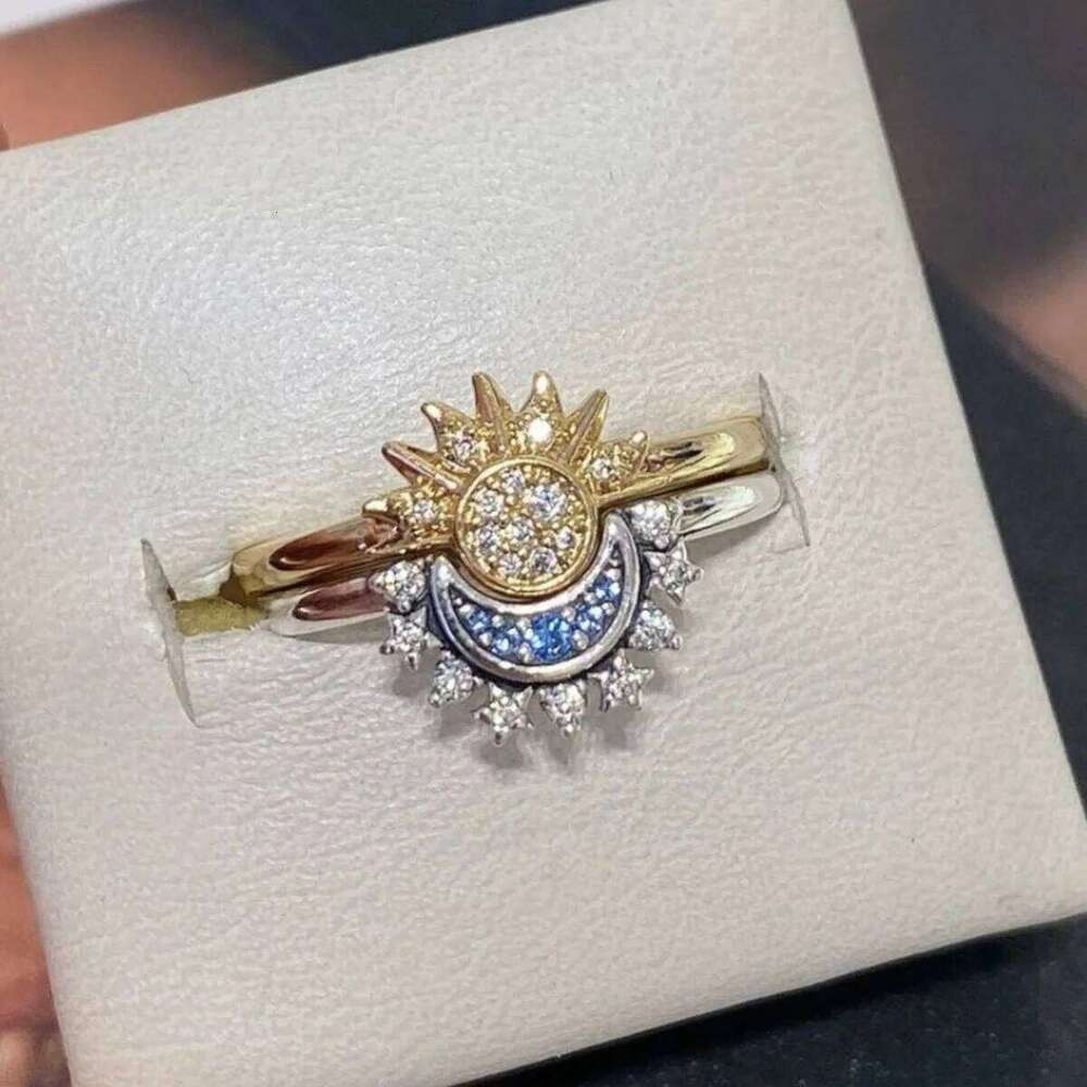 Personality, simple design, sun and moon with the same light, stacked rings, couple rings W260311