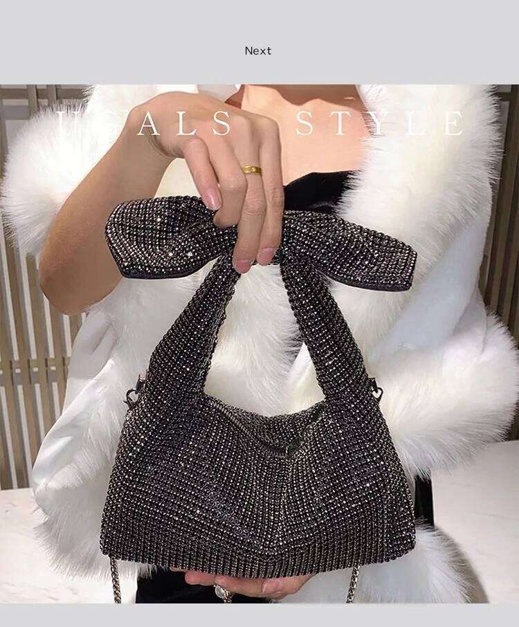 Women Handbag Fashion Glitter Shiny Diamond Bow Knot Clutch Purse Crystal Rhinestones Evening Wedding Party Banquet Bag
