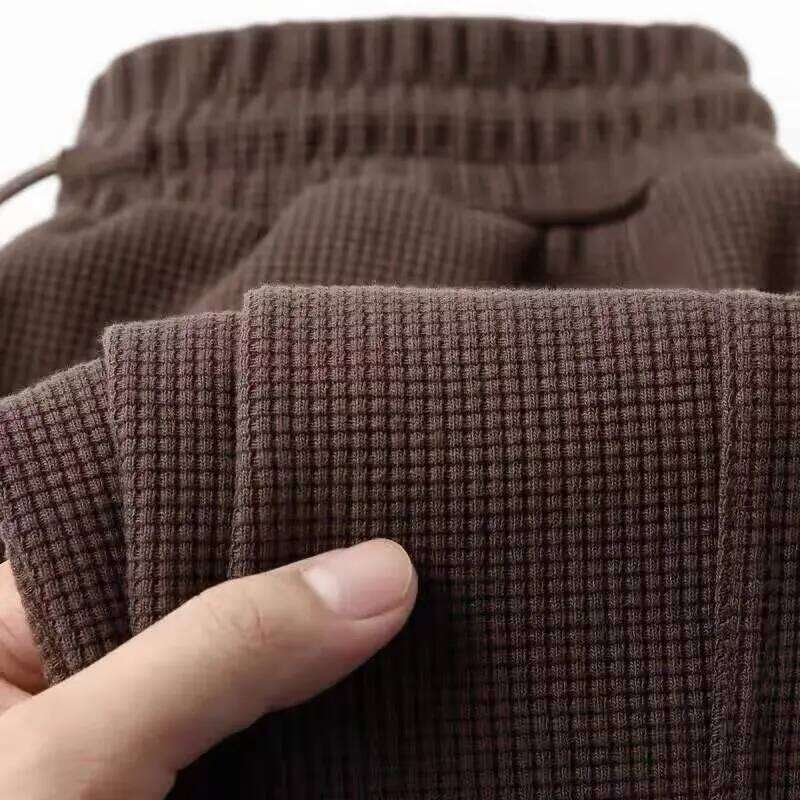 Waffle straight new style wide leg men's youth summer casual pants