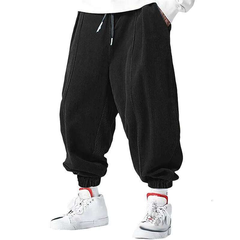 Fall Men's Casual Loose Drawstring Fashion High-End Hip-Hop Style Premium Corduroy - Trendy Cuffed Pants