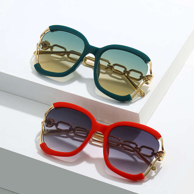 Autumn New Chain European And American Street Style Fashion Trend Metal Hollow Brushed Sunglasses Uv400