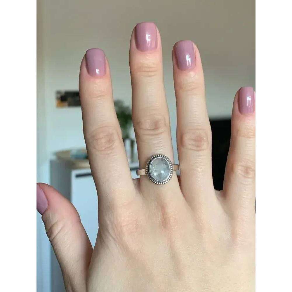 Silver Ring 8x10MM Oval Natural Moonstone Vintage Rings High Quality Fashion Women's 925 Fine Jewelry H260312