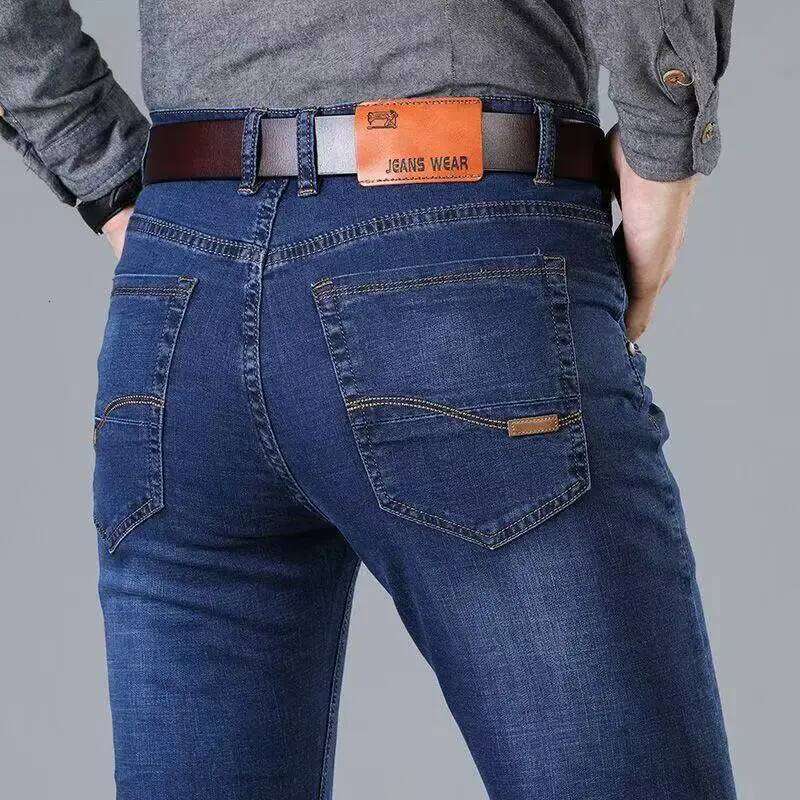 New Men Light Luxury Stretch Slim Fit Pants Comfortable Soft Business Fashion Straight Casual Denim Trousers Male Brand Clothing 26Y0312