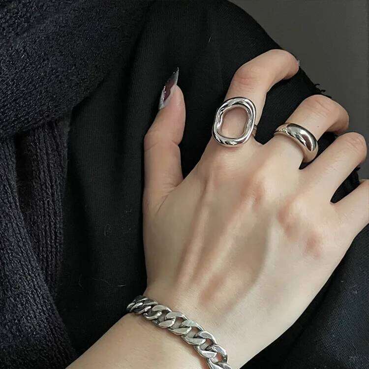 925 Sterling Silver Rings For Women Simple Vintage Handmade Adjustable Finger Hollow Ring Fashion Band Female Bijoux Gift H260312