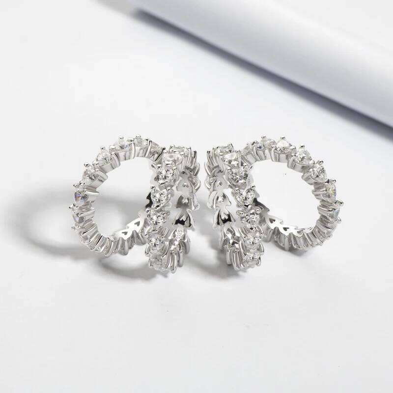 925 Sterling Wedding Engagement Full Enternity Rings Anniversary Heart Cut Silver Women Bridal Ring Jewelry H260312