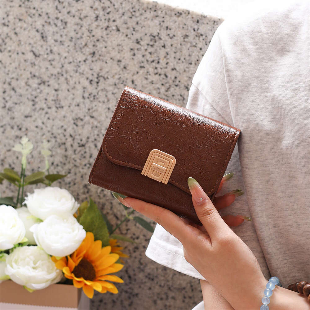 Luxury fashion wallet New High End Short For Women Off Fashionable Leather Wallet Storage Bag Card Holder Mini Student Coin Purse