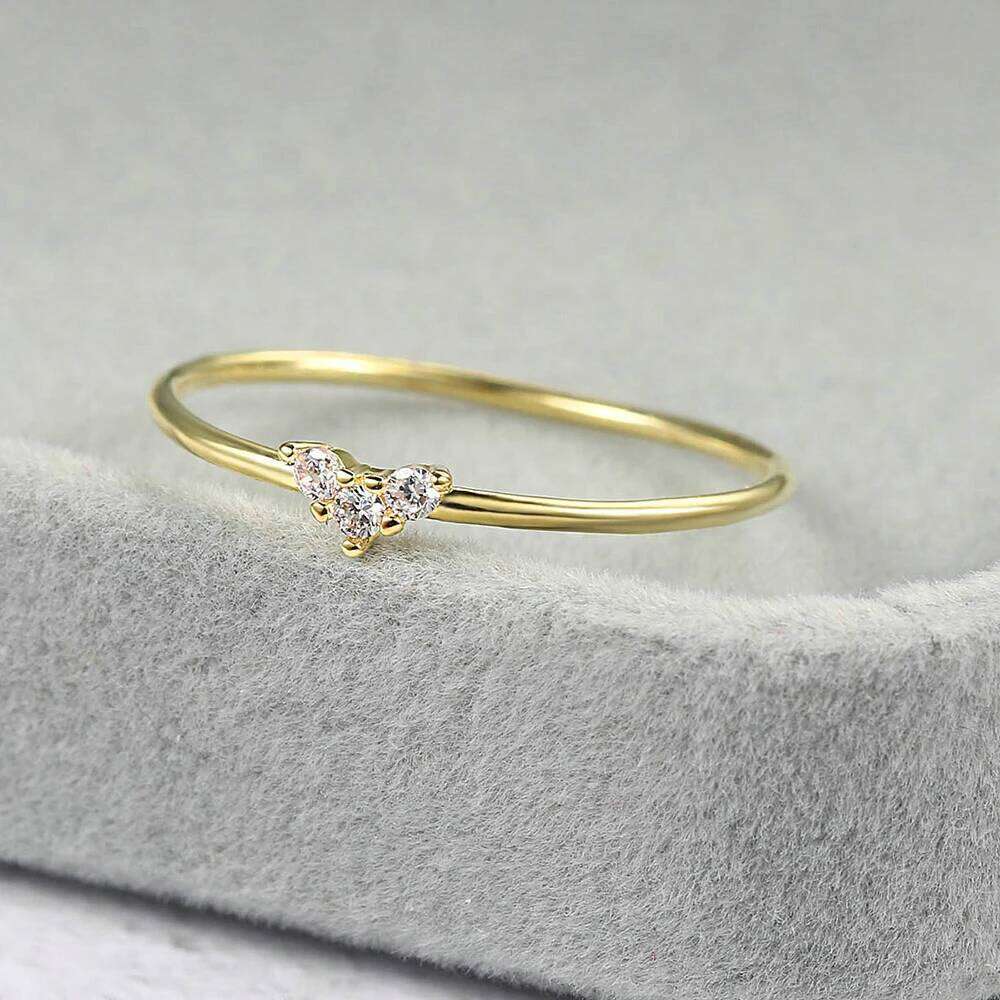 ZHOUYANG Dainty For Women Little Heart Thin Knuckle Ring AAA+CZ Light Yellow Gold Color Daily Fashion Jewelry KAR173 H260312