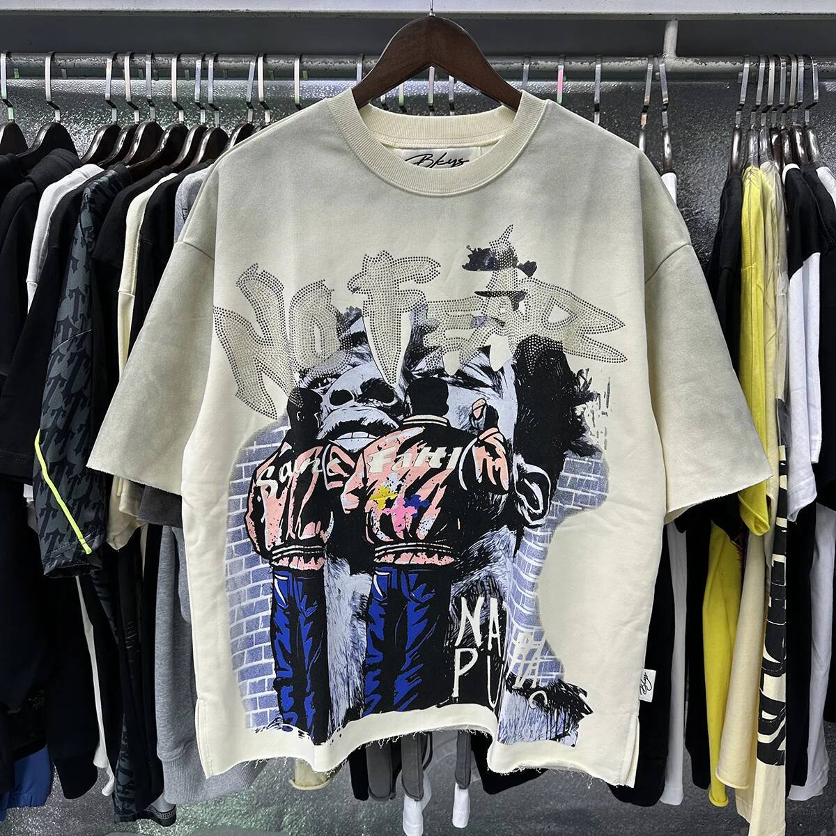 Shinning Bling Diamond Short Sleeve Cropped T-shirt for Men and Women Crew Neck Rhinestone Loose Cotton Summer Tshirts Oversized ddmythur