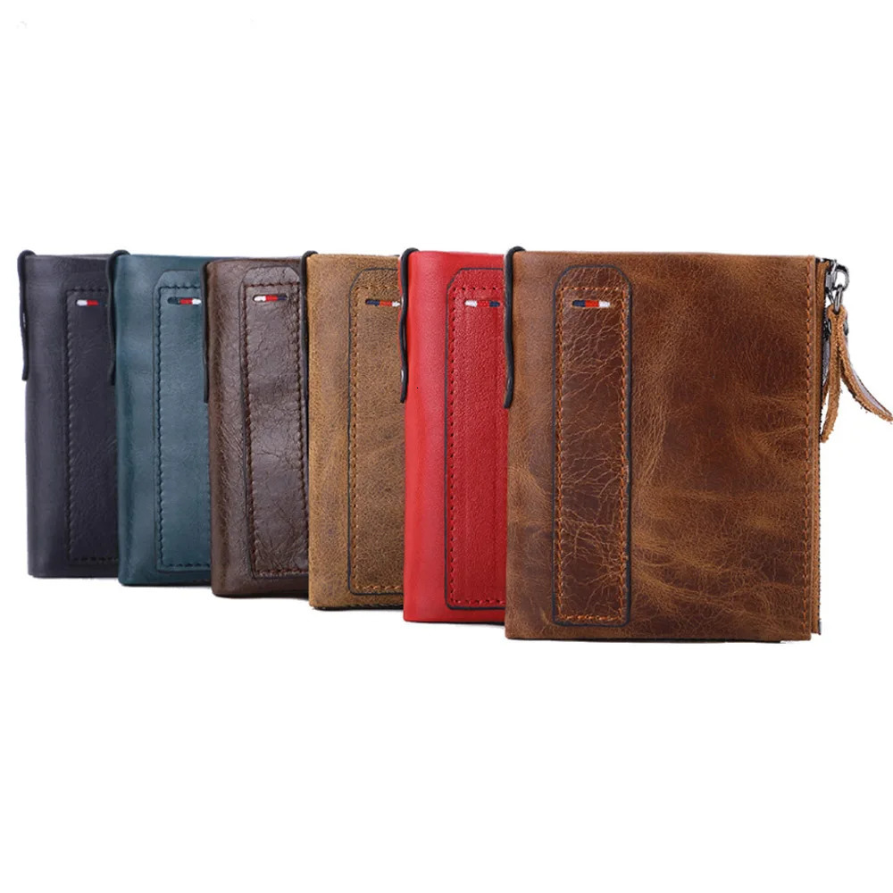 Men Wallets 100 Genuine Cow Leather Short Card Holder Leather Men Purse High Quality Male Wallet 260304