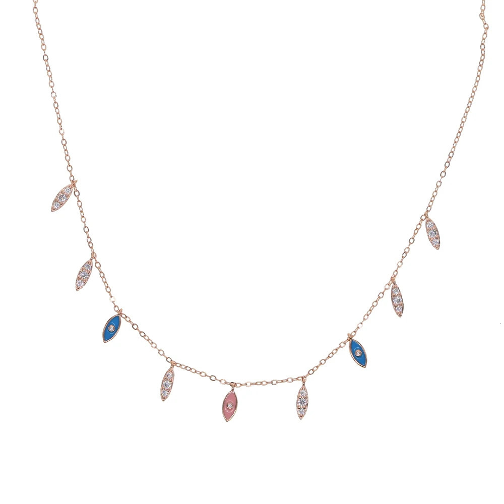 Rose gold Color pastel white pink blue enamel cute lovely charms Elegance fashion choker necklace 260311
