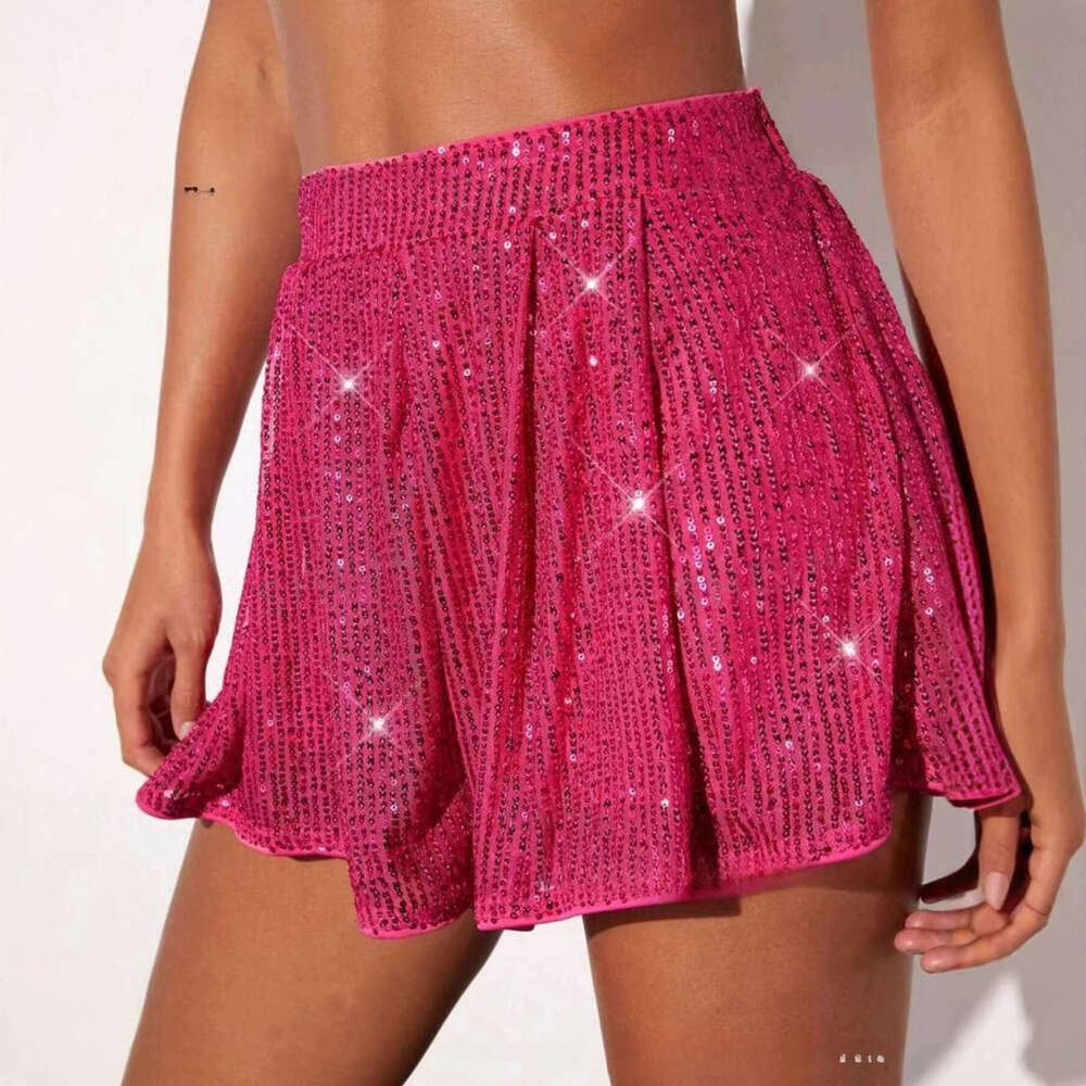 Cross-border European American clothing women's shiny sequin shorts and sparkling skirt-pants