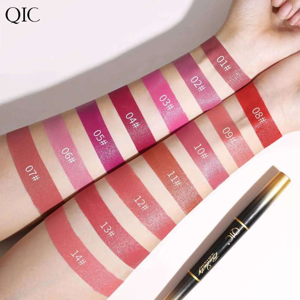 QIC Double Ended Matte Lipstick & Liner Nude 2 in 1 Lipliner Makeup Long Lasting Purple Pencil Lip Stain Cosmetic W260311