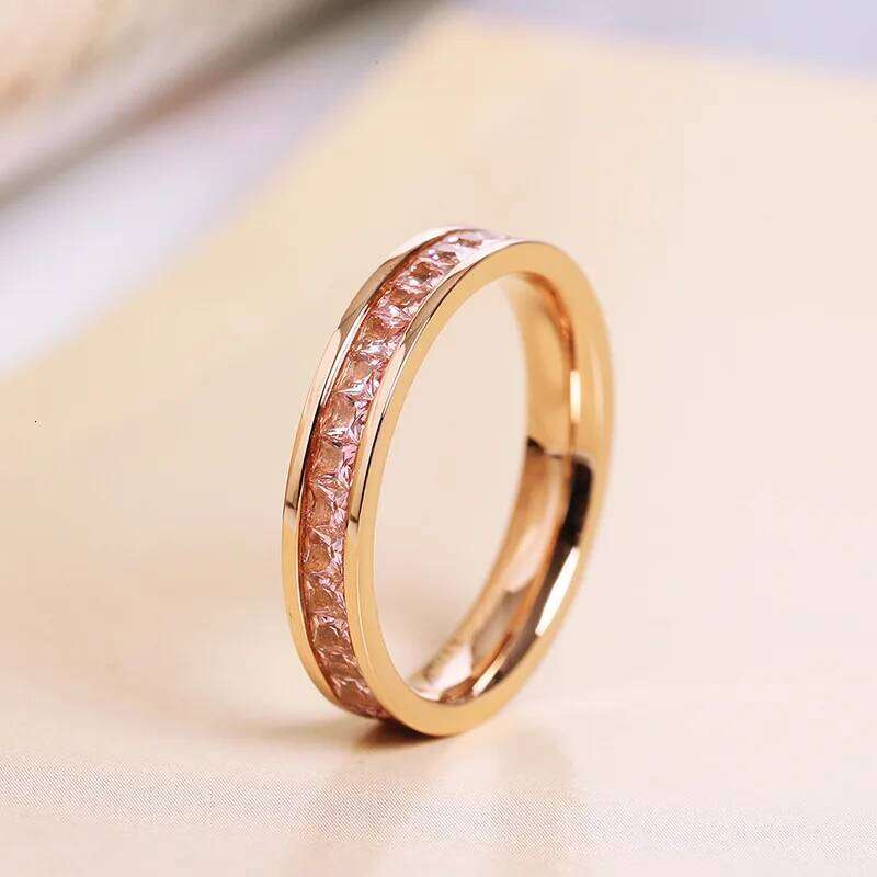 Stainless Steel Stackable Colorful CZ Eternity Ring Wedding Band for Women Girl Size 3-10 H260312
